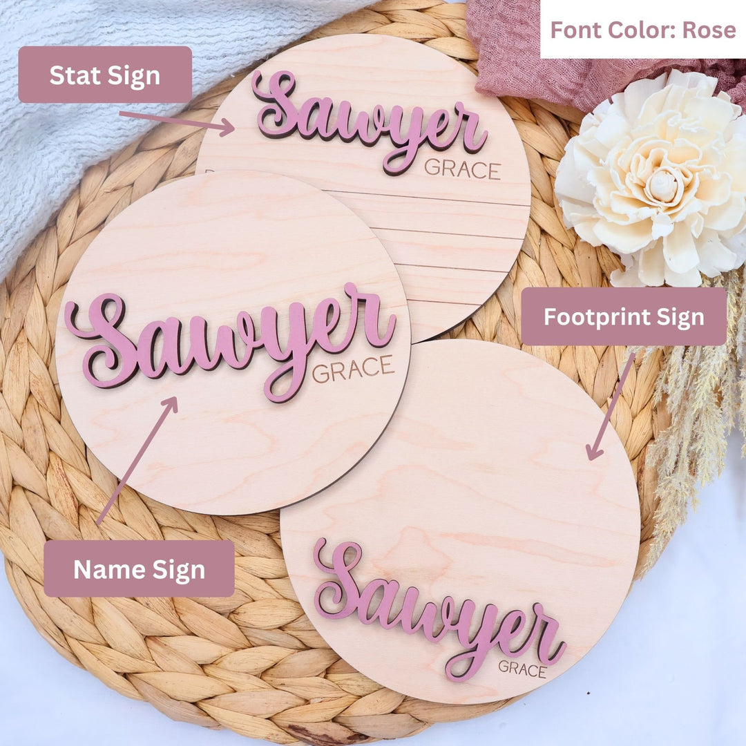 Newborn Baby Stats, Footprint, Or Name Sign