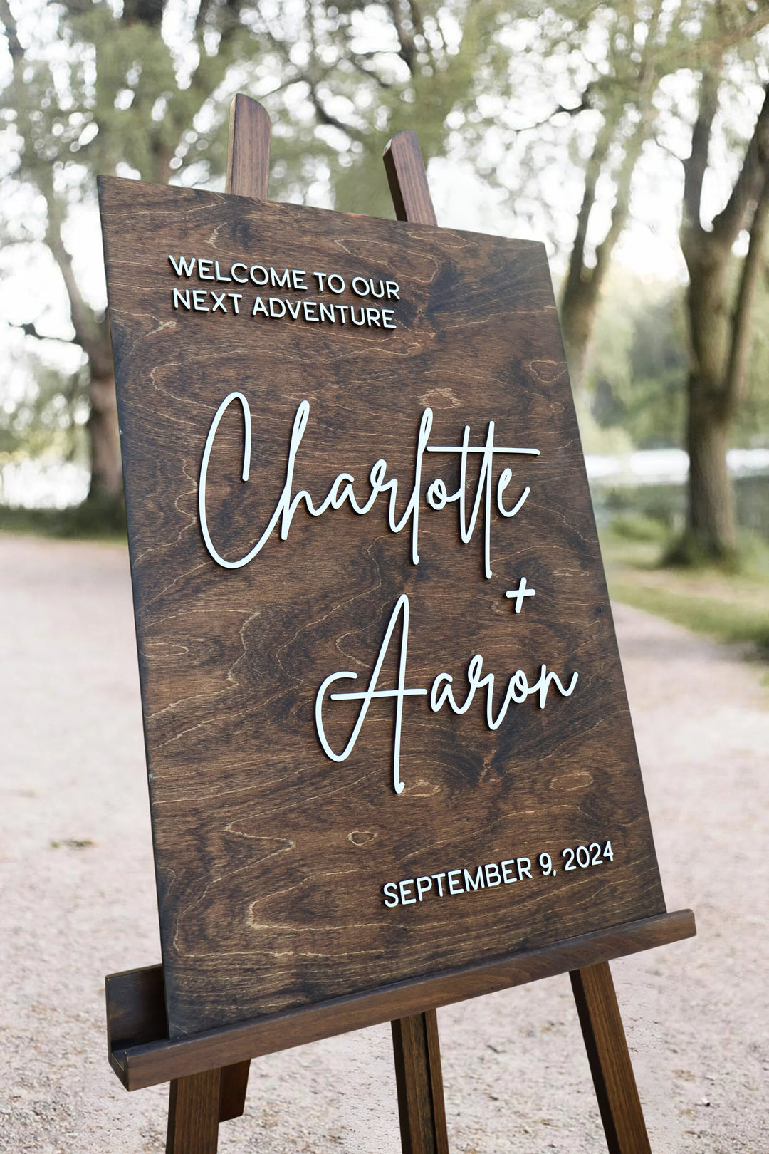 Vertical First Names Wedding Ceremony Welcome Sign