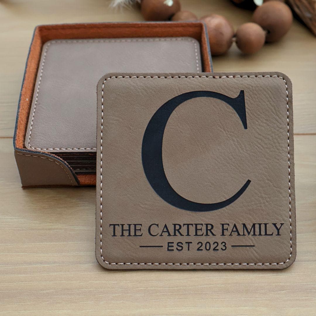 Engraved Initial Coasters Square