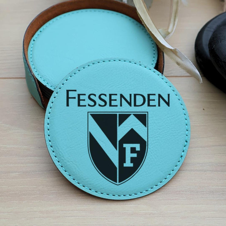 Monogrammed Leather Coaster Set