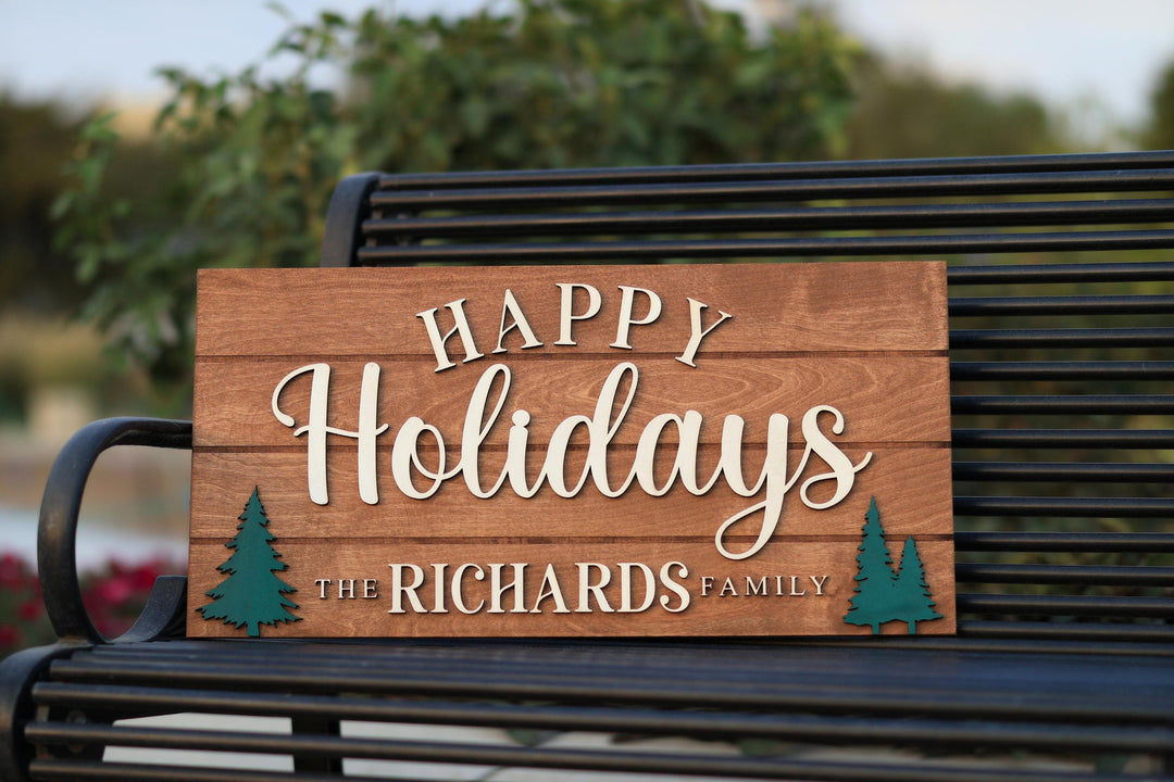 Happy Holidays Sign Family Name Pallet Sign