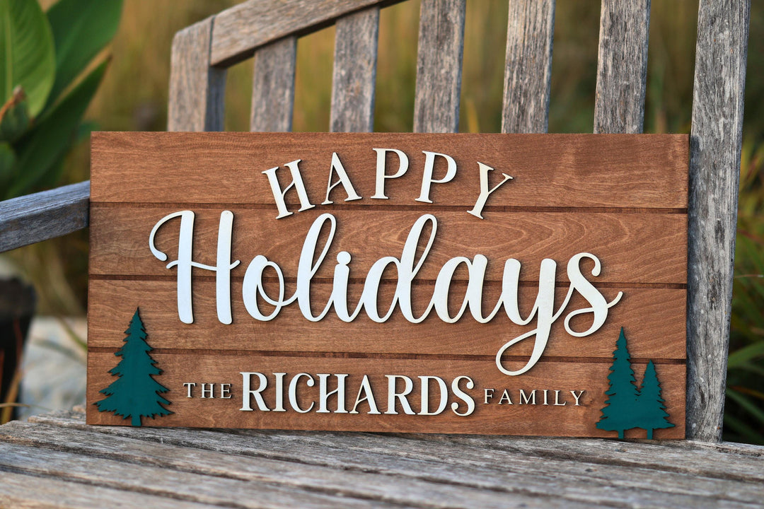 Happy Holidays Sign Family Name Pallet Sign
