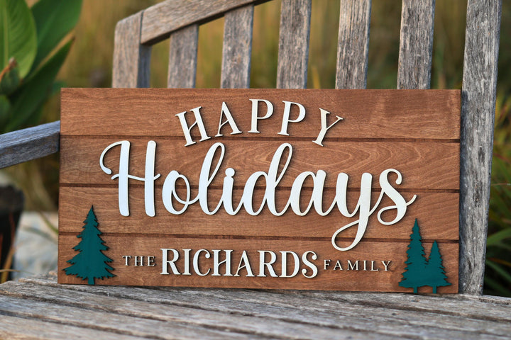 Happy Holidays Sign Family Name Pallet Sign