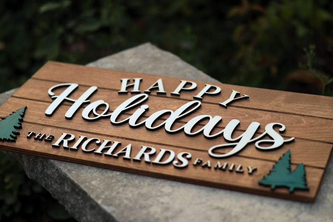Happy Holidays Sign Family Name Pallet Sign