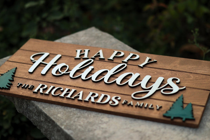 Happy Holidays Sign Family Name Pallet Sign