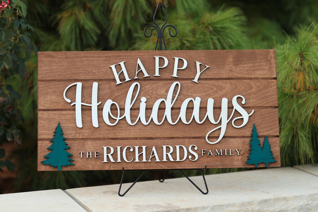 Happy Holidays Sign Family Name Pallet Sign