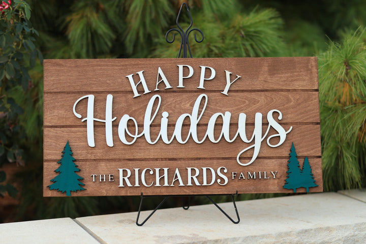Happy Holidays Sign Family Name Pallet Sign