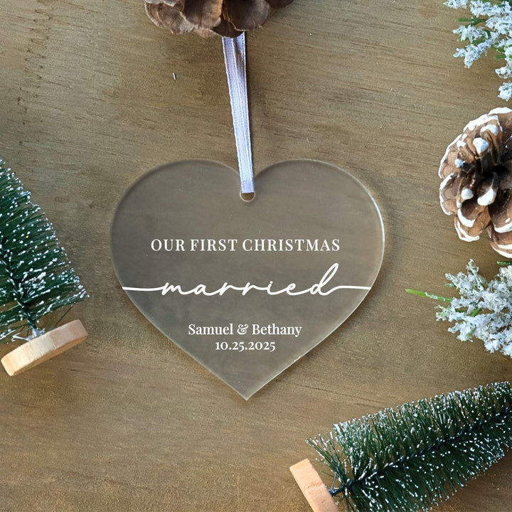 Our First Christmas Married Heart-Shaped Ornament