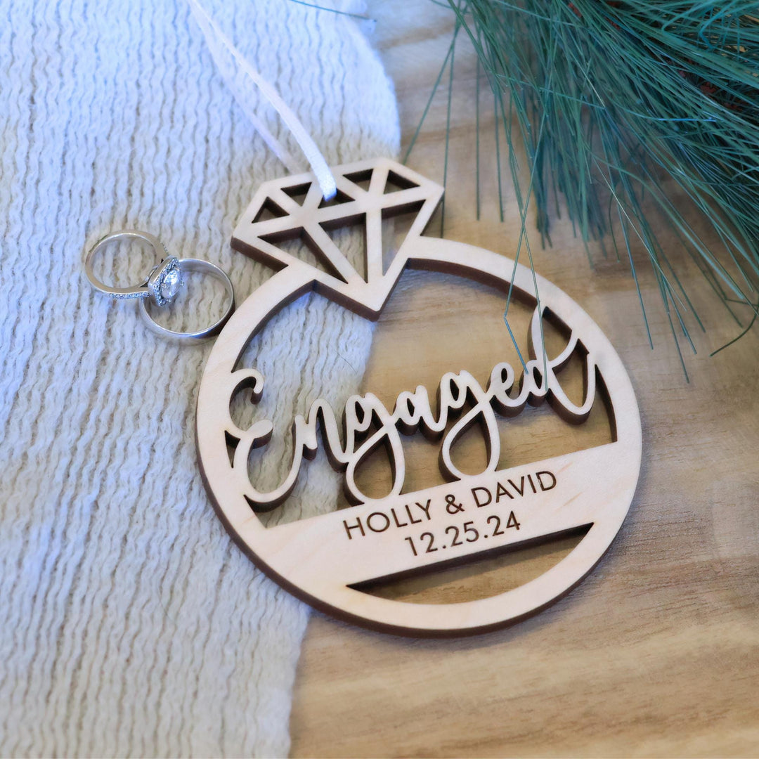Married or Engaged Engraved Wooden Ornament