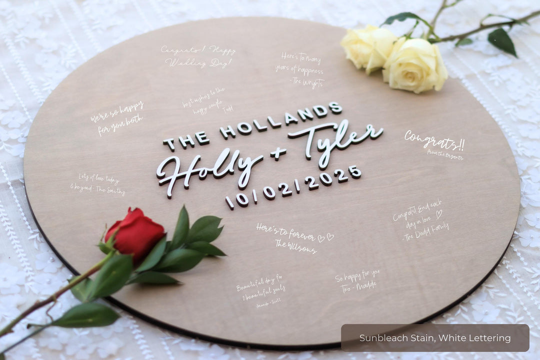 Round Wood Guest Book Sign