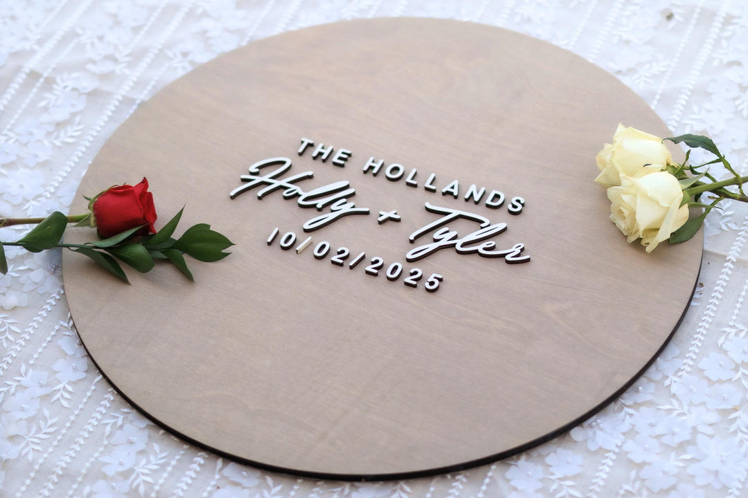 Round Wood Guest Book Sign