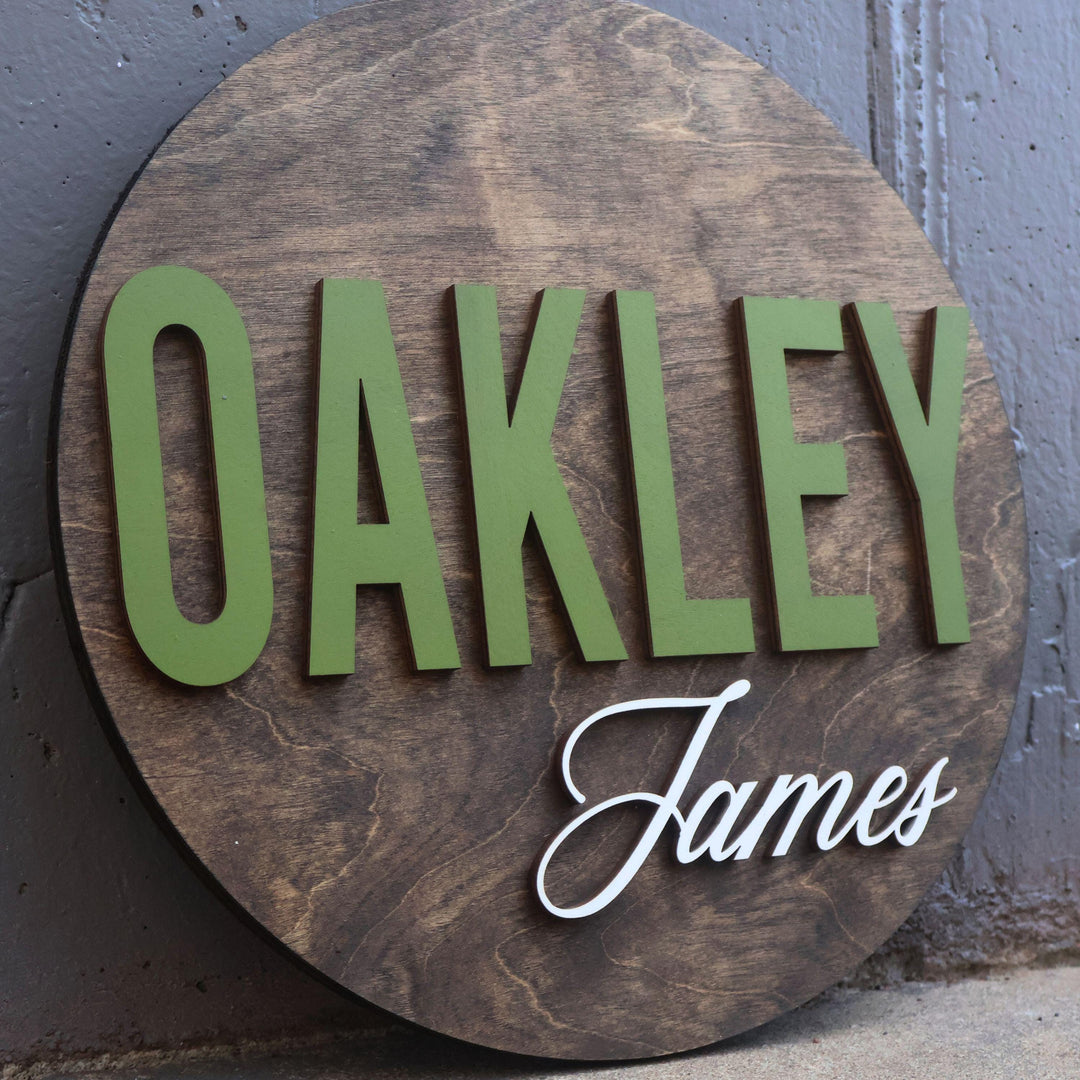 Personalized Round Nursery Plaque - Addison
