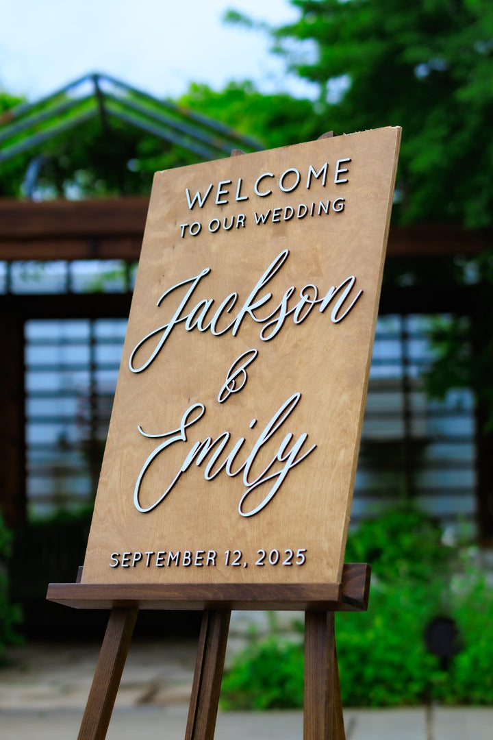 Wood Wedding Vertical Welcome Sign