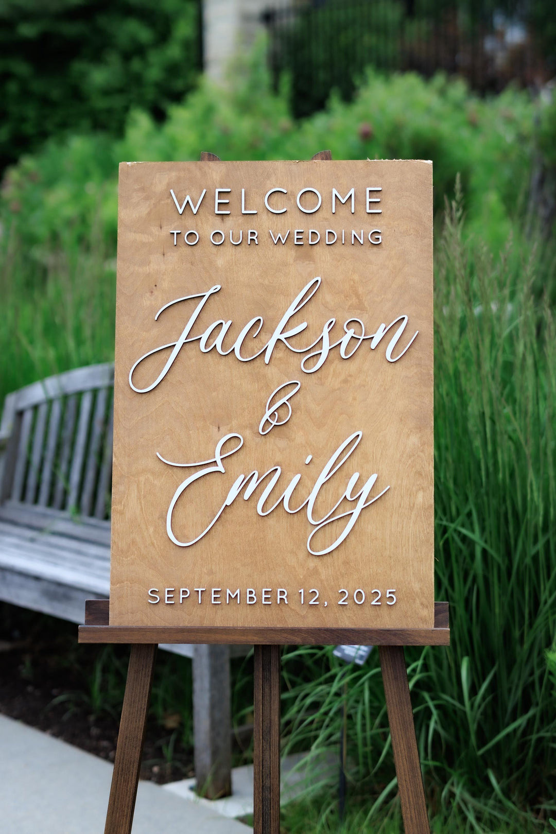 Wood Wedding Vertical Welcome Sign