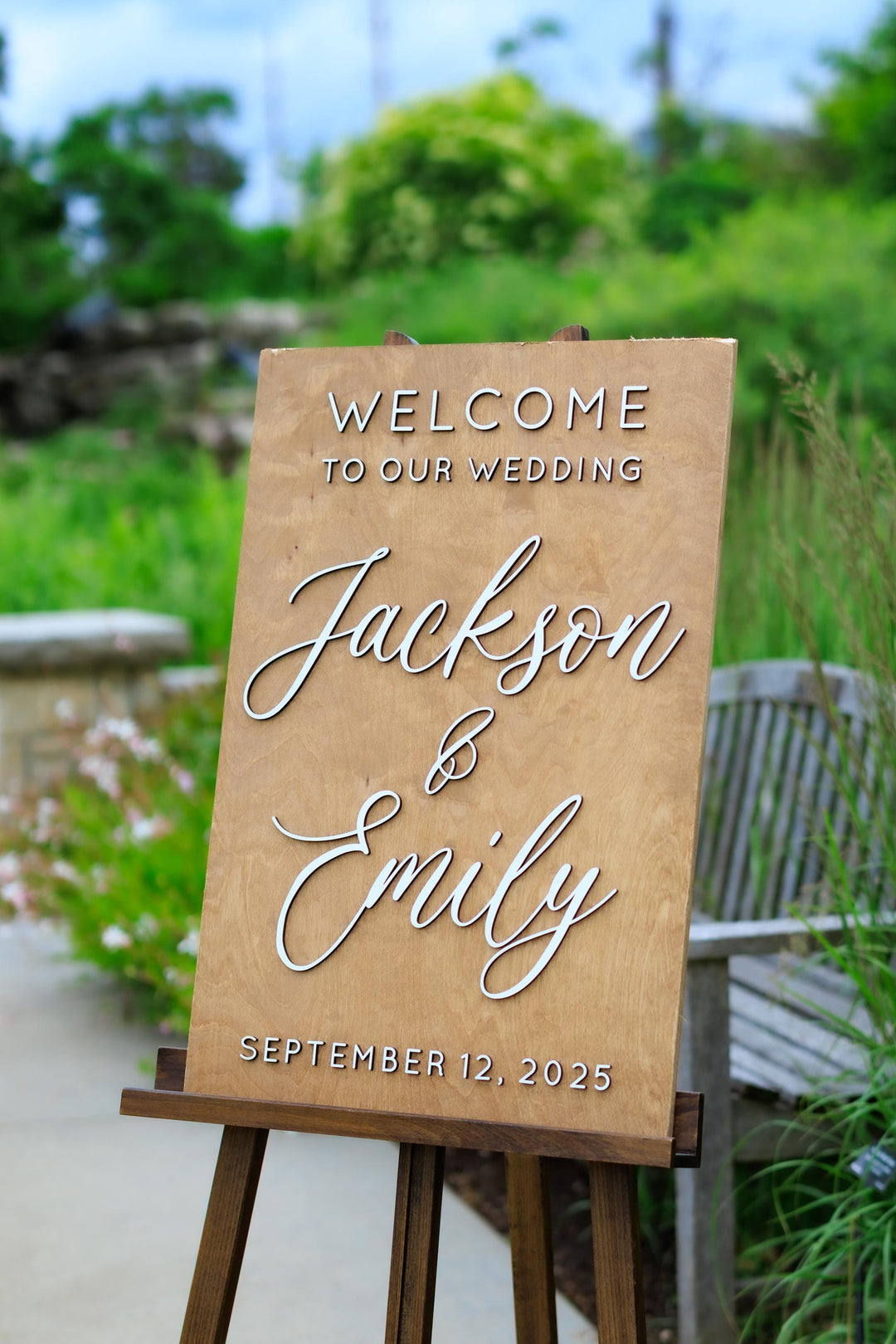 Wood Wedding Vertical Welcome Sign