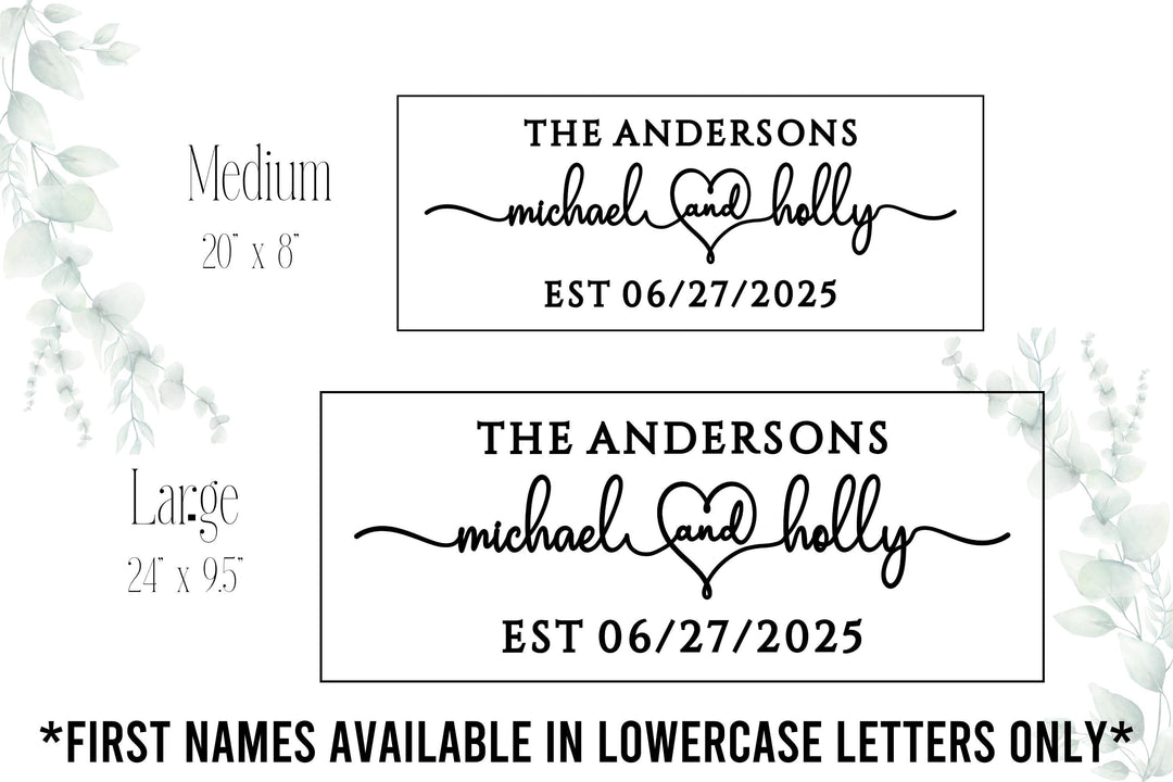 Personalized Wedding Gift Name Sign Plaque