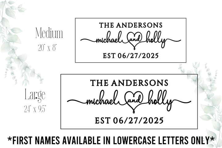 Personalized Wedding Gift Name Sign Plaque