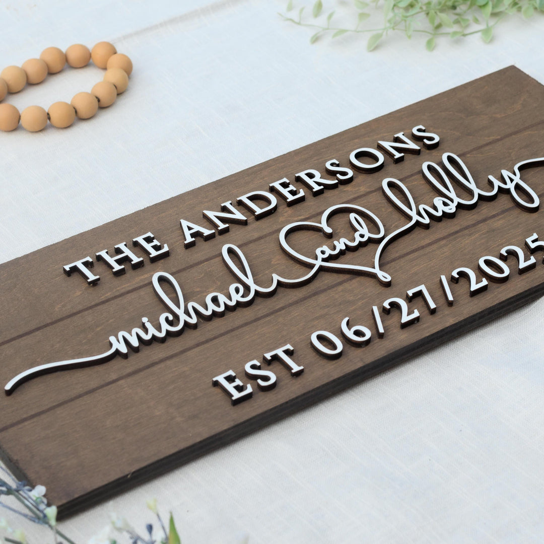 Personalized Wedding Gift Name Sign Plaque