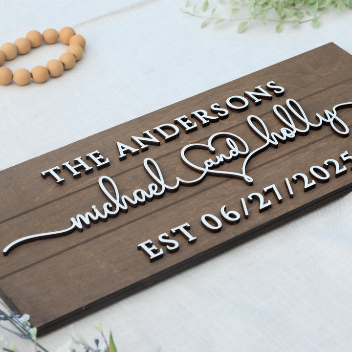Personalized Wedding Gift Name Sign Plaque