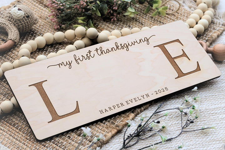 First Thanksgiving Keepsake Handprint &amp; Footprint Plaque