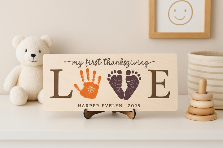 First Thanksgiving Keepsake Handprint &amp; Footprint Plaque
