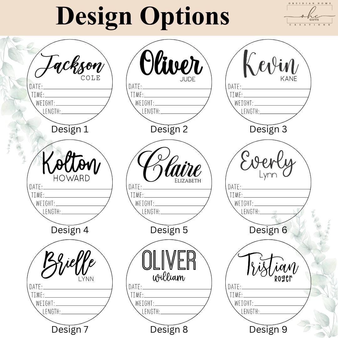 Personalized Dual-Sided Newborn Baby Stats &amp; Name Sign