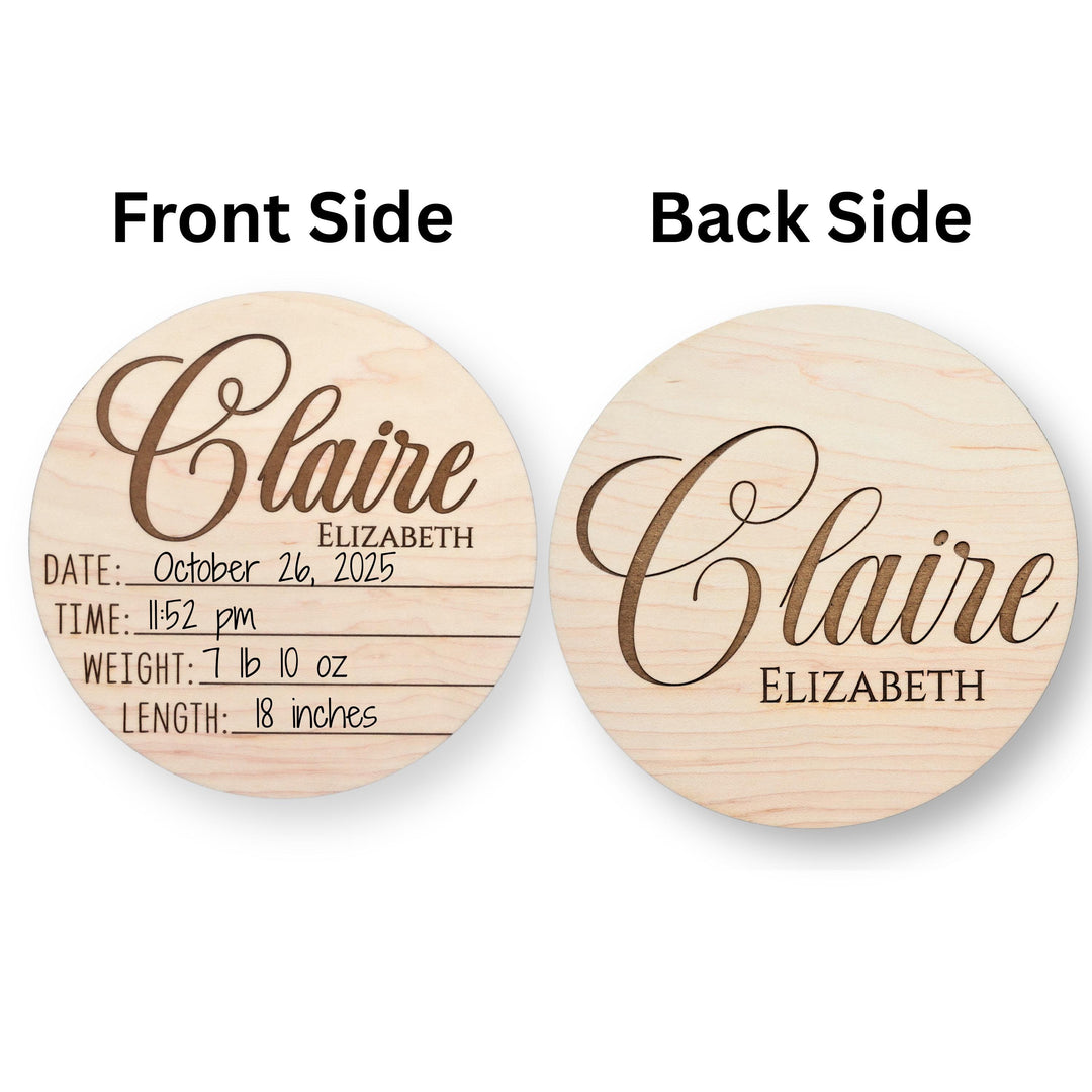 Personalized Dual-Sided Newborn Baby Stats &amp; Name Sign