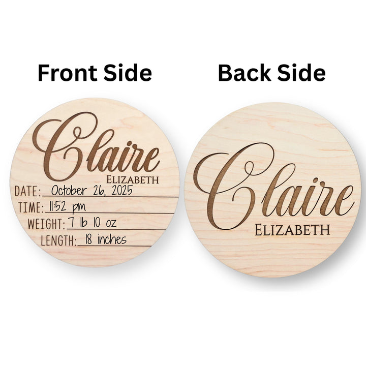 Personalized Dual-Sided Newborn Baby Stats &amp; Name Sign