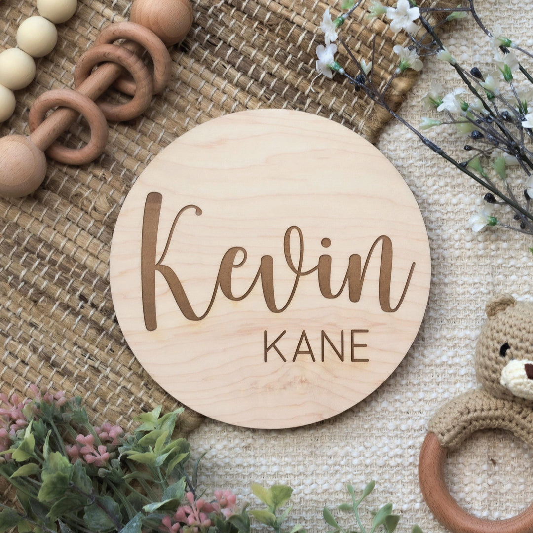 Dual-Sided Engraved Birth Announcement Disc
