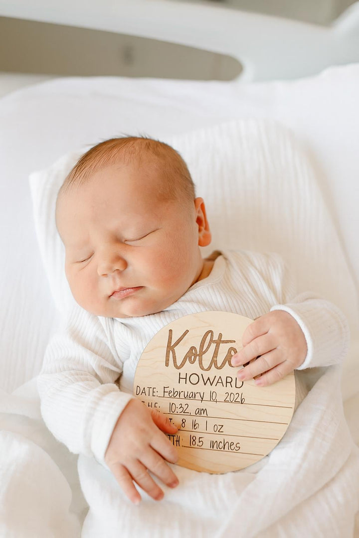 Dual-Sided Birth Announcement Disc For Girl