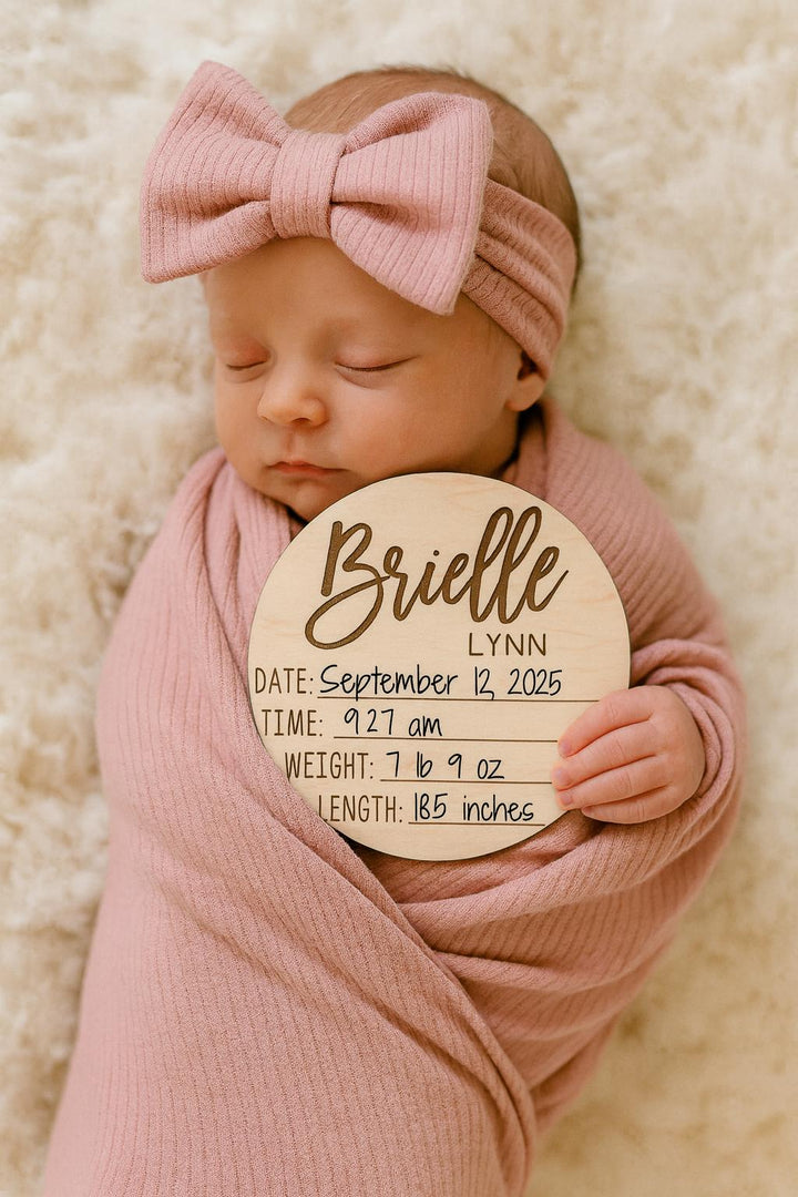 Birth Announcement Name &amp; Stat Disc - Dual-Sided