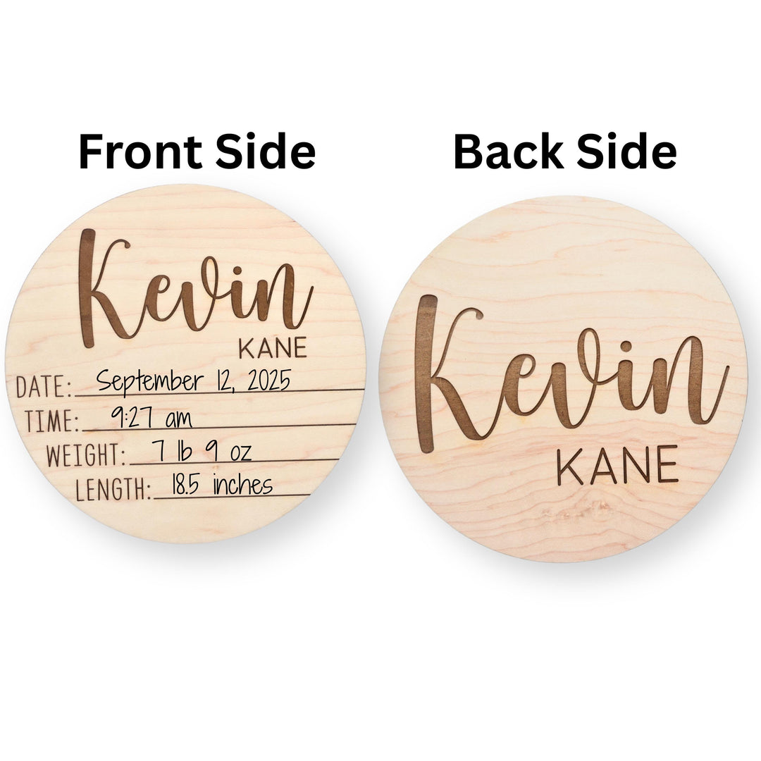 Double-Sided Engraved Birth Announcement Sign
