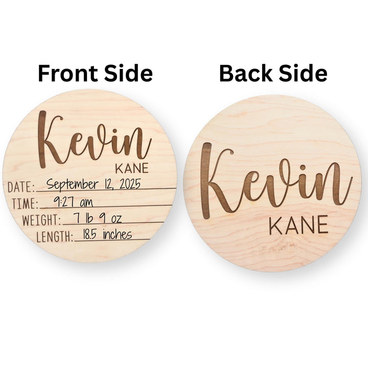 Double-Sided Engraved Birth Announcement Sign