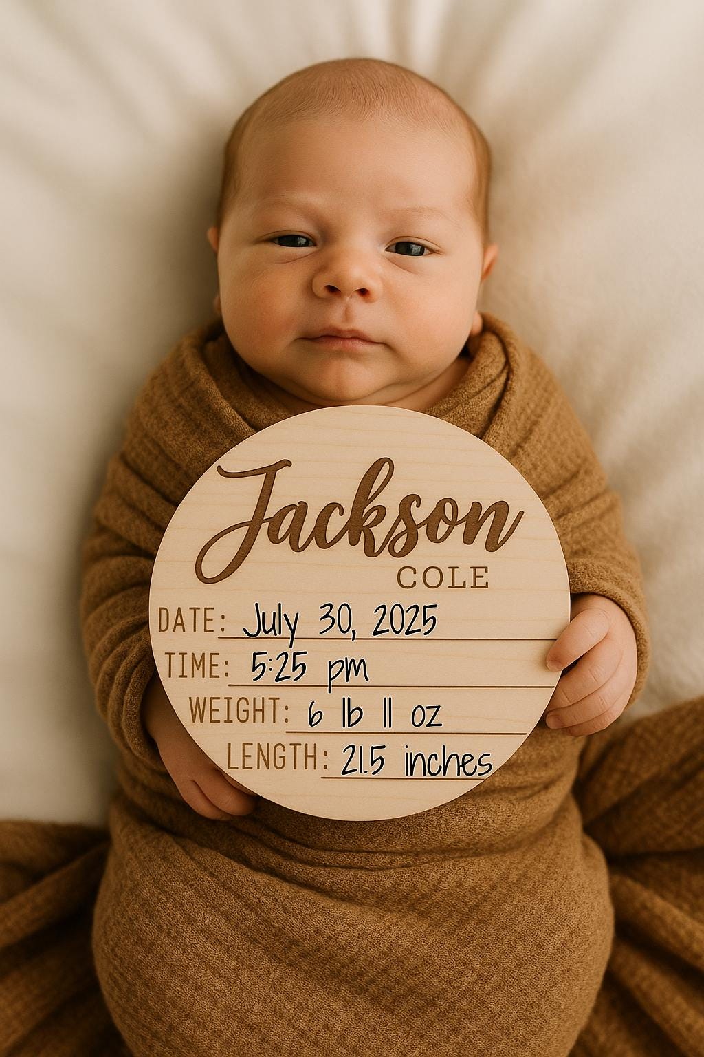 Dual-Sided Engraved Birth Announcement Disc