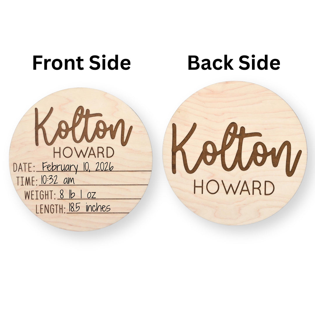 Dual-Sided Birth Announcement Disc For Girl