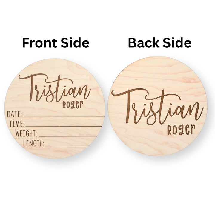 Birth Announcement Name &amp; Stat Disc - Dual-Sided