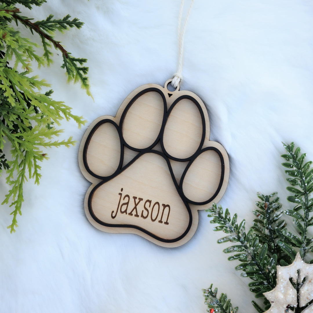 Personalized Dog Paw Christmas Ornament