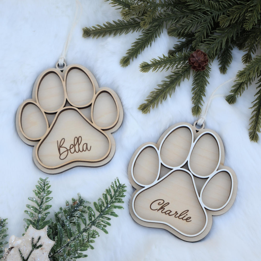 Personalized Dog Paw Christmas Ornament