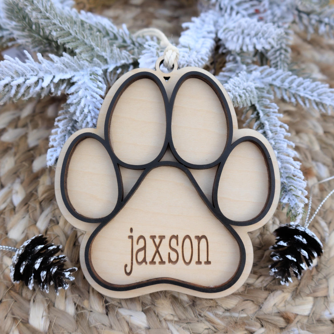 Personalized Dog Paw Christmas Ornament
