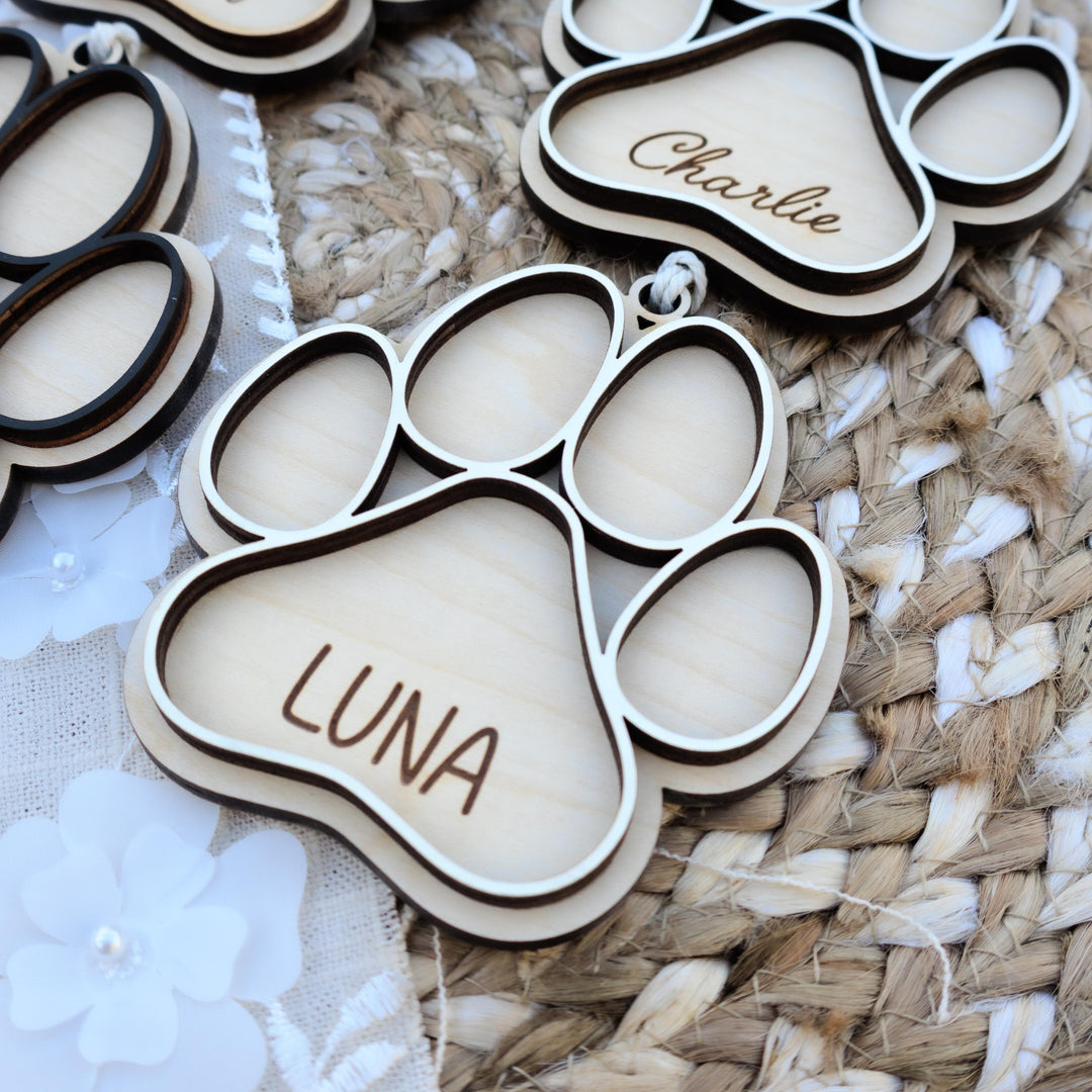 Personalized Dog Paw Christmas Ornament