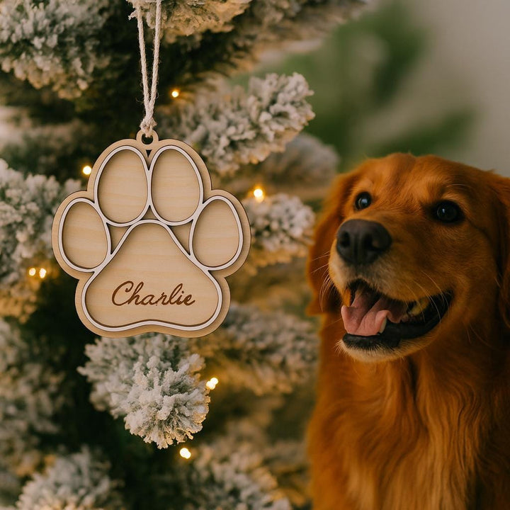 Personalized Dog Paw Christmas Ornament