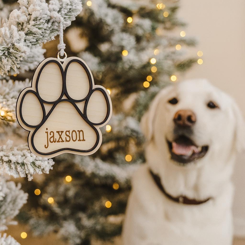 Personalized Dog Paw Christmas Ornament