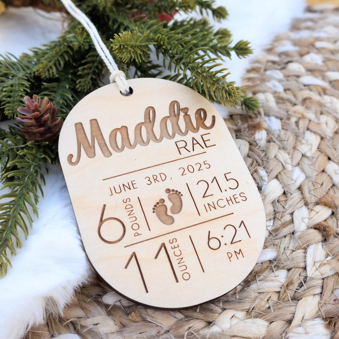 Wooden Baby Stat Christmas Ornament
