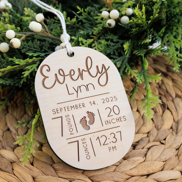 Wooden Baby Stat Christmas Ornament
