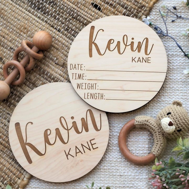 Double-Sided Engraved Birth Announcement Sign