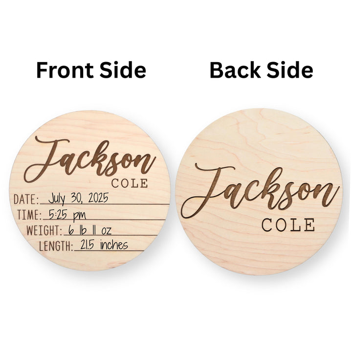Dual-Sided Engraved Birth Announcement Disc