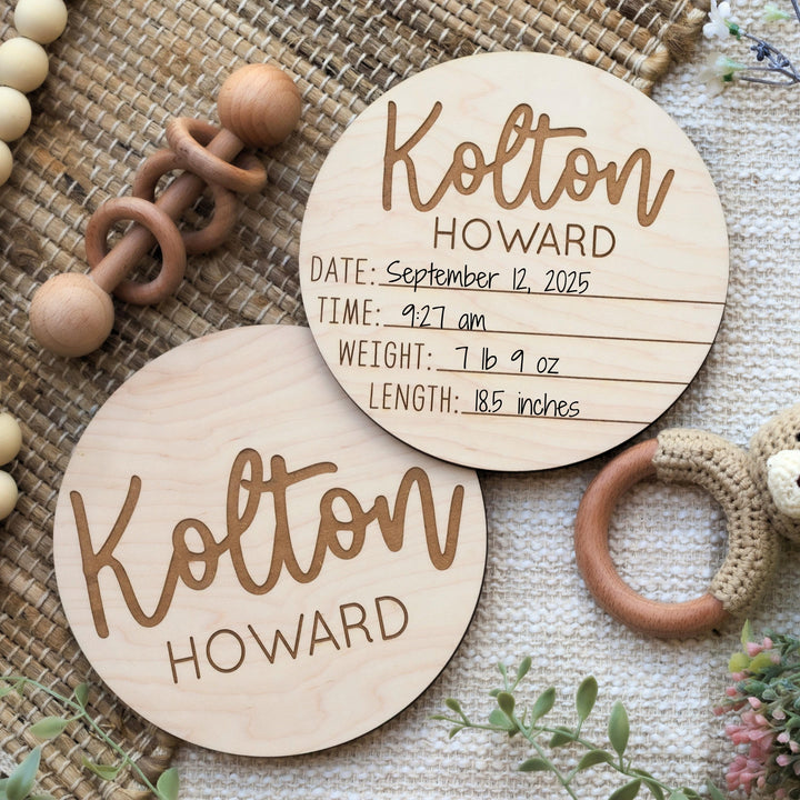 Dual-Sided Birth Announcement Disc For Girl