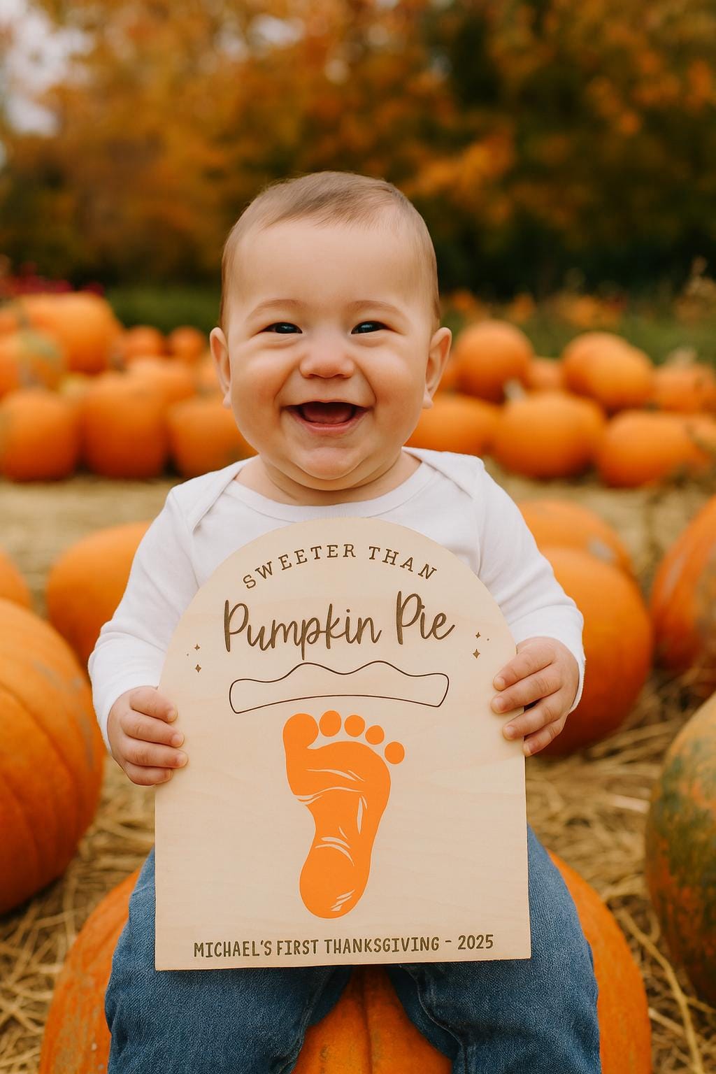 Sweeter Than Pumpkin Pie Footprint Sign