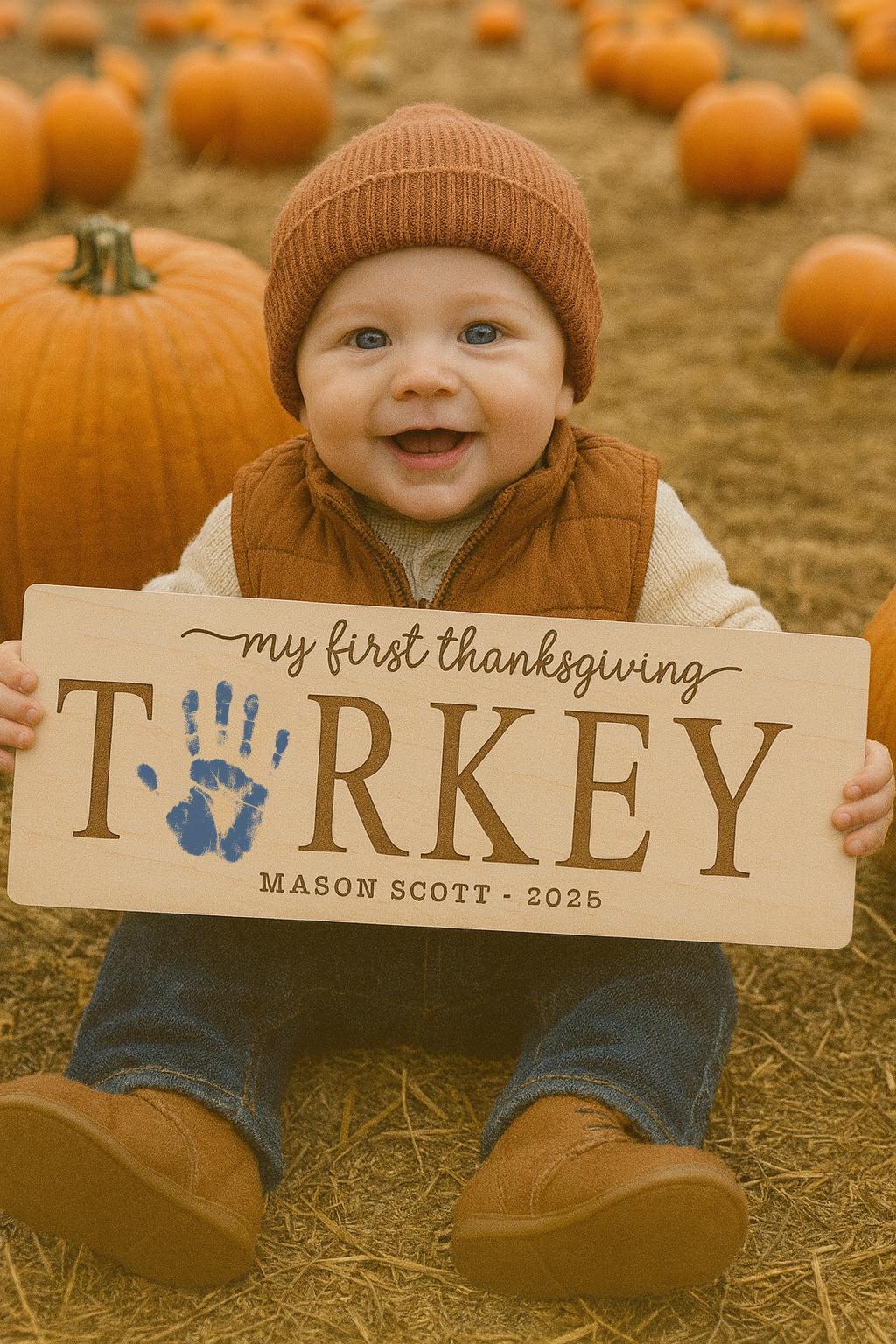 First Thanksgiving Keepsake Handprint &amp; Footprint Plaque
