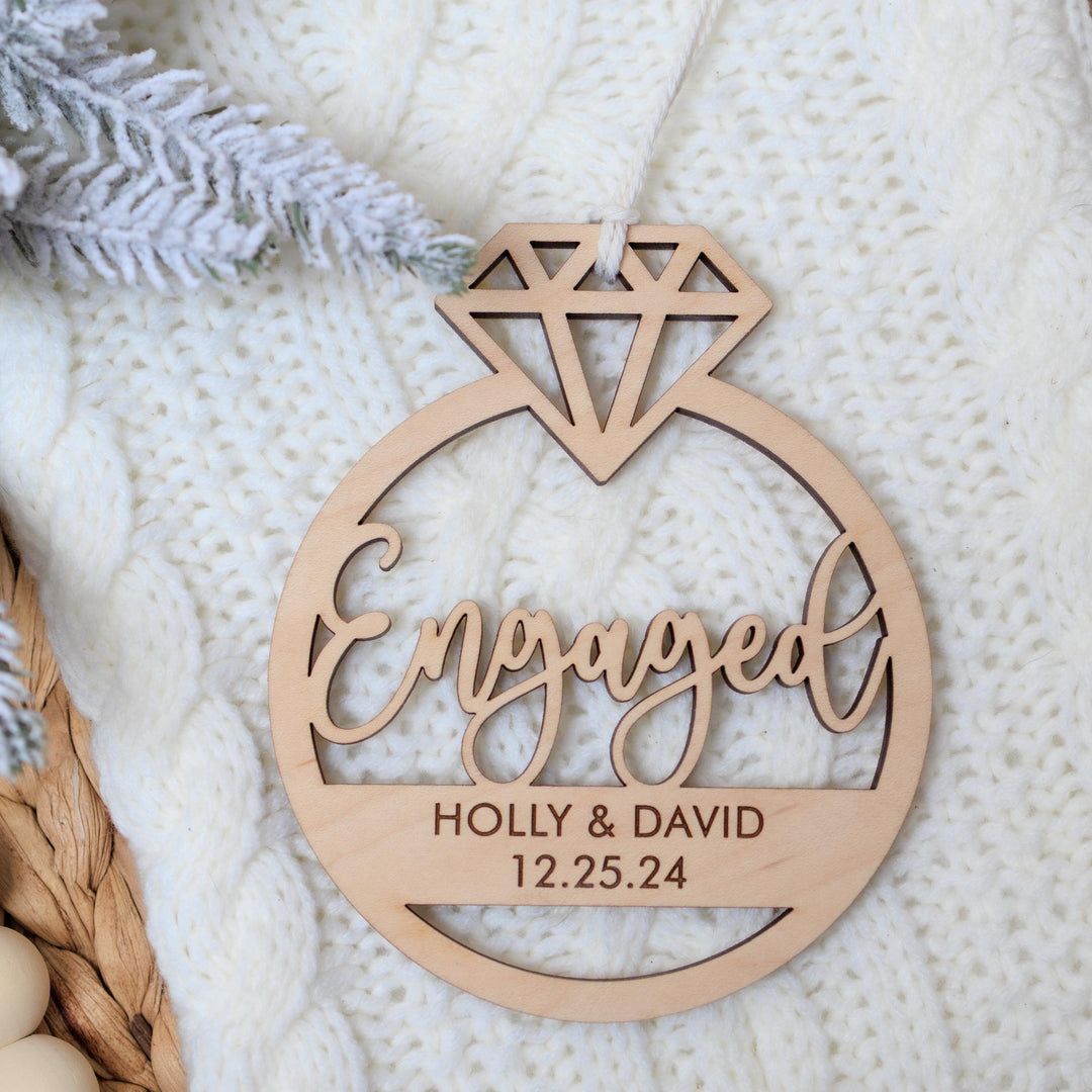 Married or Engaged Engraved Wooden Ornament